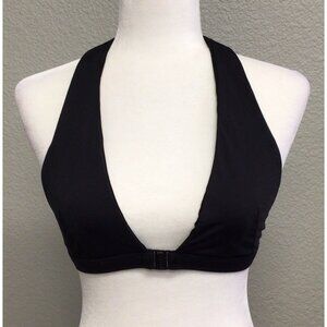 Fella Swim  Women's Black Bikini Top Size Medium Front Closure Back Zipper